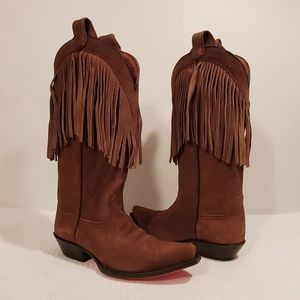 🆕️LAUREN JONES FRINGE WESTERN BOOTS /PINK